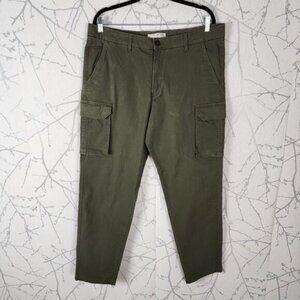 Selected Homme Army Green Organic Cotton Stretch Cargo Trousers